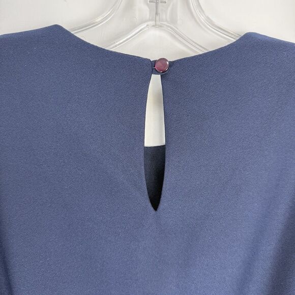 Vintage Antthony Richards Women Navy Blue Midi Dress Tie Waist Size 12 - Picture 14 of 14